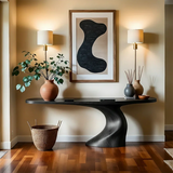 Organic Curve Console Table in Natural Solid Wood for Entryway - ArborisWood - 9