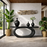 Organic Curve Console Table Natural Solid Wood Entryway Oval Ring Base - Arboriswood - 10