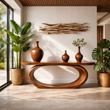 Organic Curve Console Table Natural Solid Wood Entryway Oval Ring Base - Arboriswood - 16