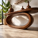 Organic Curve Console Table Natural Solid Wood Entryway Oval Ring Base - Arboriswood - 6