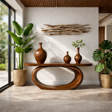 Organic Curve Console Table Natural Solid Wood Entryway Oval Ring Base - Arboriswood - 8