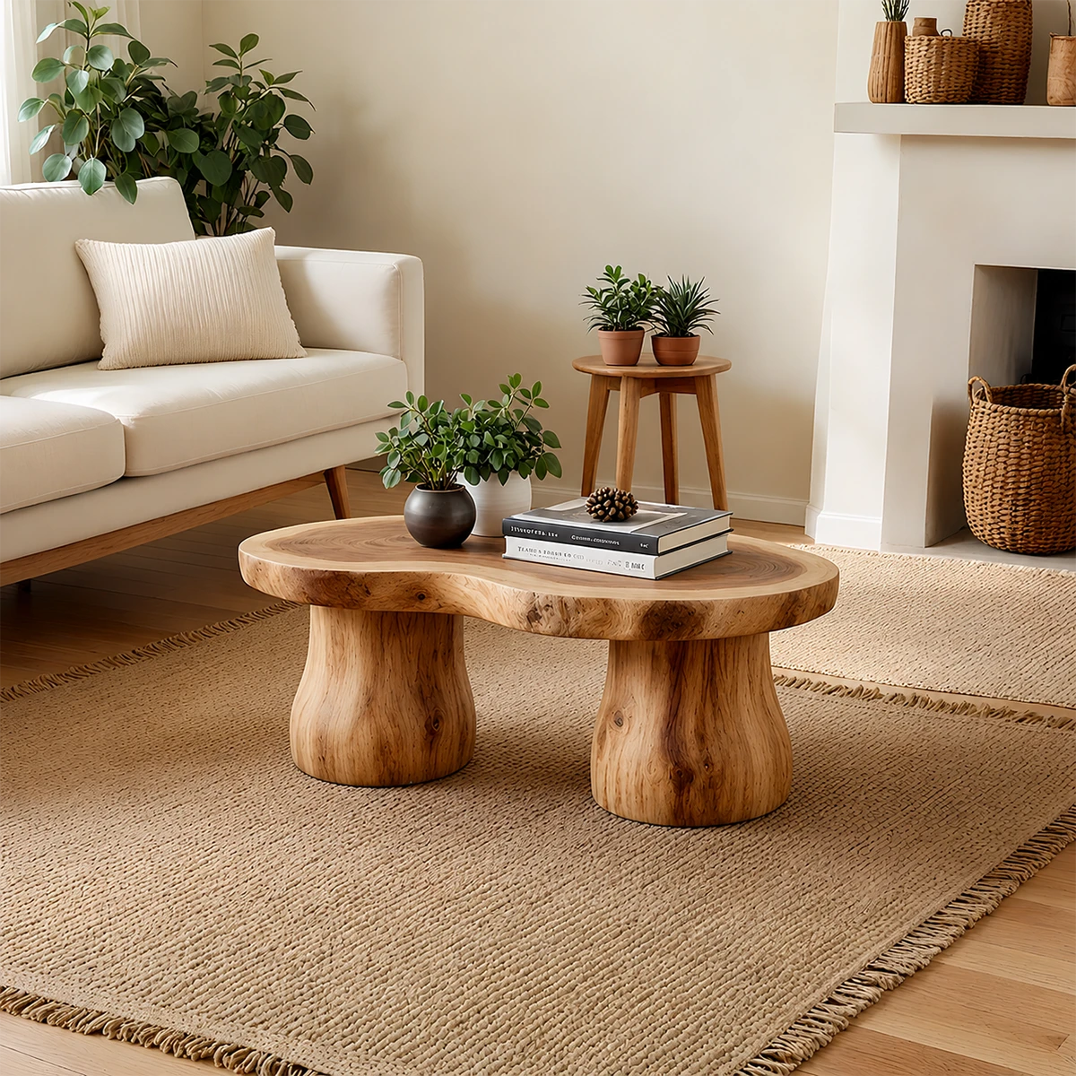 Organic Form Coffee Table – Solid Wood Sculpted Center Table for Home - ArborisWood - 10