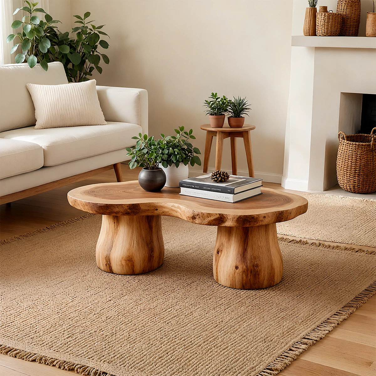 Organic Form Coffee Table – Solid Wood Sculpted Center Table for Home - ArborisWood - 11