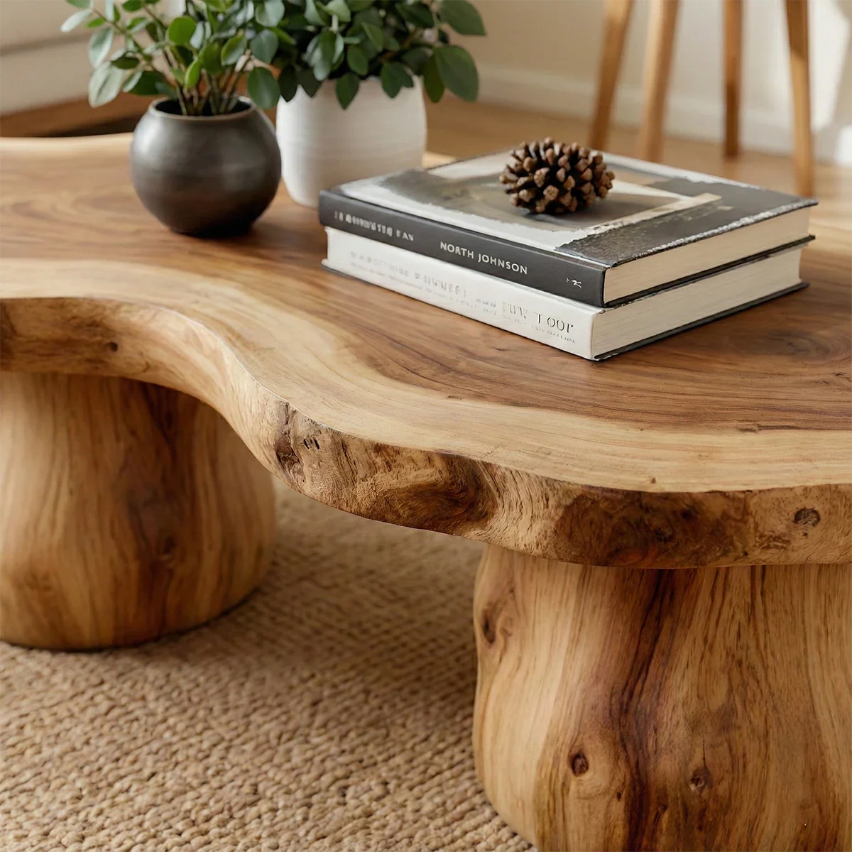 Organic Form Coffee Table – Solid Wood Sculpted Center Table for Home - ArborisWood - 3