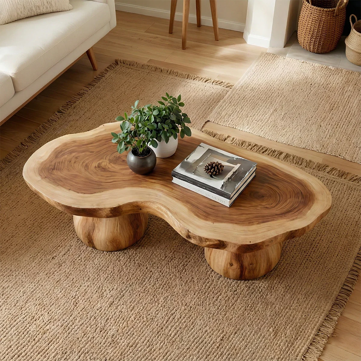 Organic Form Coffee Table – Solid Wood Sculpted Center Table for Home - ArborisWood - 4