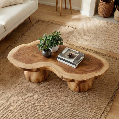 Organic Form Coffee Table – Solid Wood Sculpted Center Table for Home - ArborisWood - 4