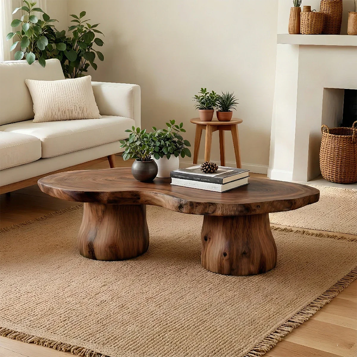 Organic Form Coffee Table – Solid Wood Sculpted Center Table for Home - ArborisWood - 5