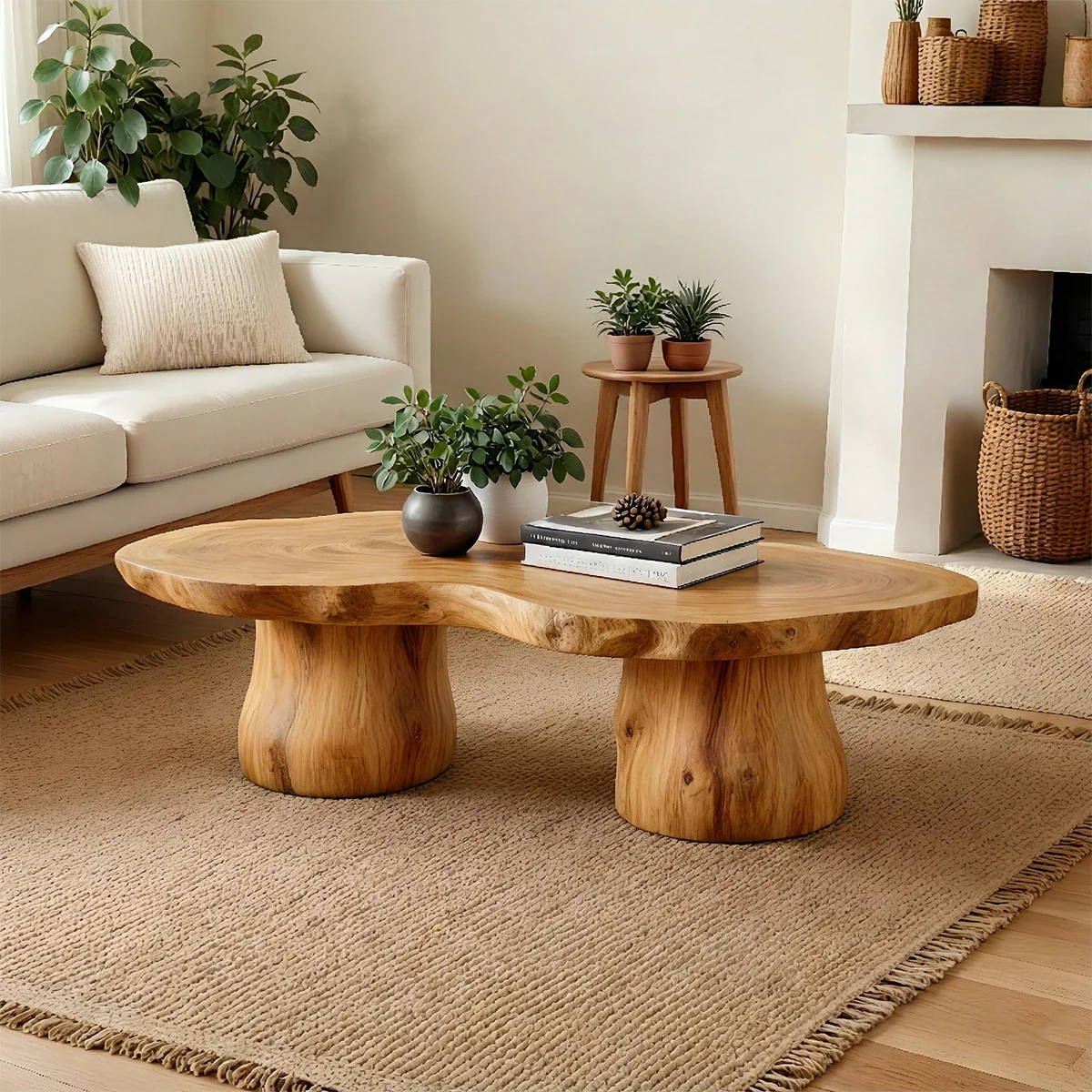 Organic Form Coffee Table – Solid Wood Sculpted Center Table for Home - ArborisWood - 6
