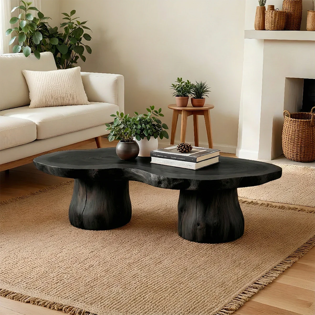 Organic Form Coffee Table – Solid Wood Sculpted Center Table for Home - ArborisWood - 7