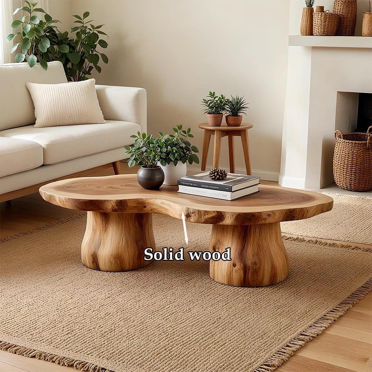 Organic Form Coffee Table – Solid Wood Sculpted Center Table for Home - ArborisWood - 8