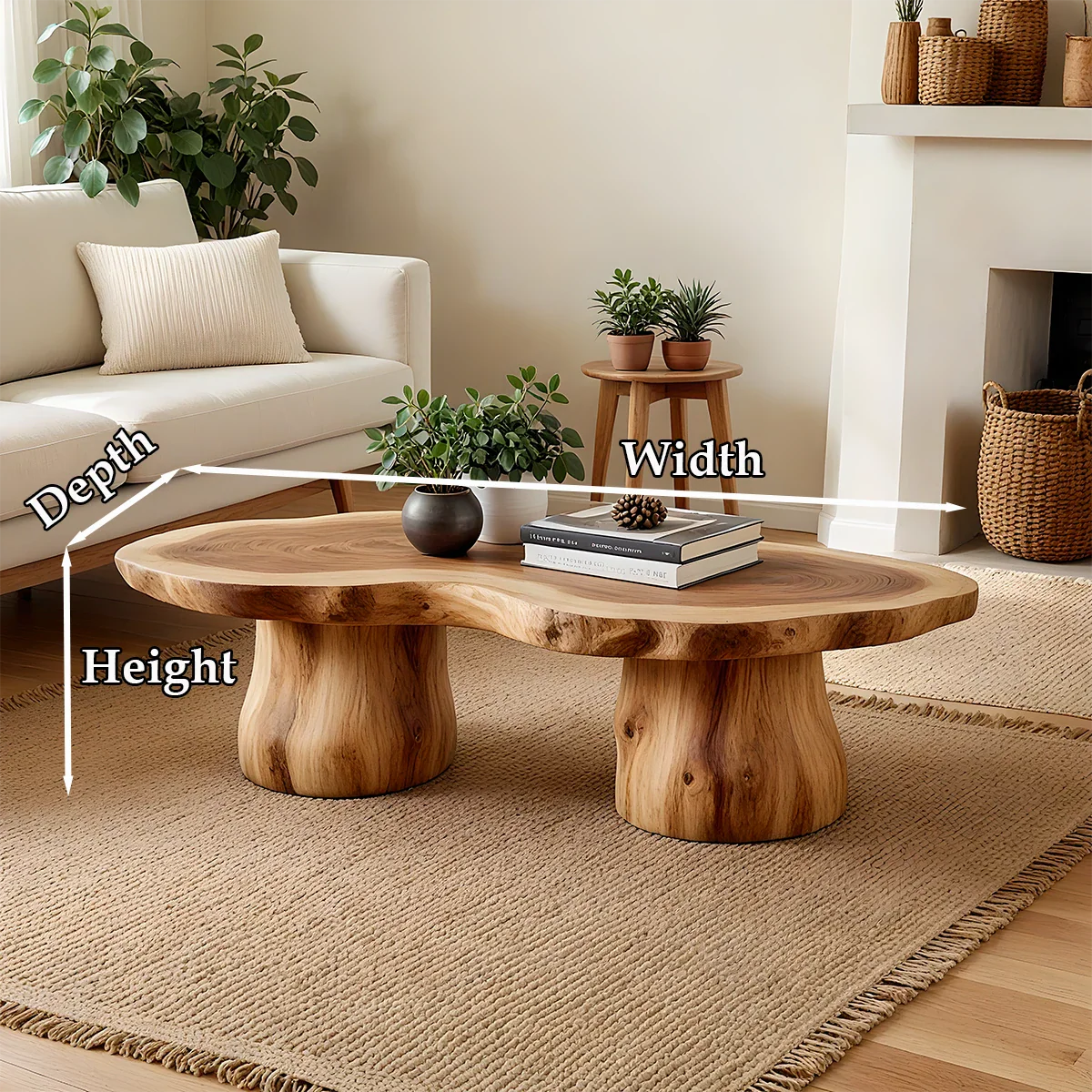 Organic Form Coffee Table – Solid Wood Sculpted Center Table for Home - ArborisWood - 9