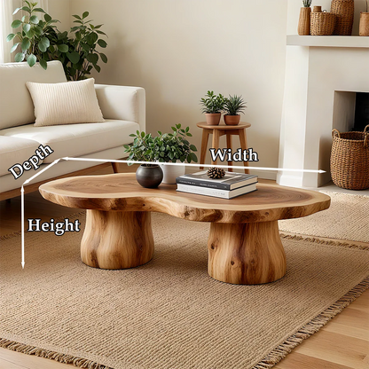 Organic Form Coffee Table – Solid Wood Sculpted Center Table for Home - ArborisWood - 9