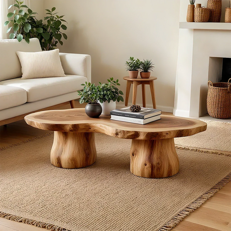 Organic Form Coffee Table – Solid Wood Sculpted Center Table for Home - Arboriswood