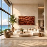 Large sculptural wall panel with flowing relief brings movement to contemporary interiors