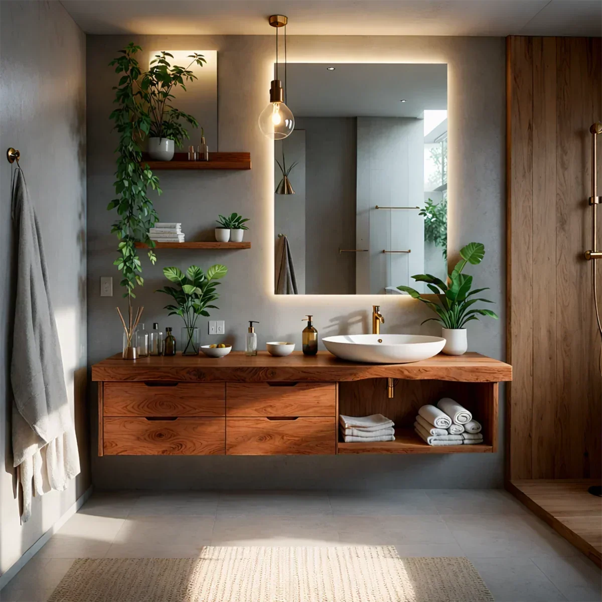 Organic Live Edge Solid Wood Floating Vanity With Drawer Storage - Arboriswood - 8