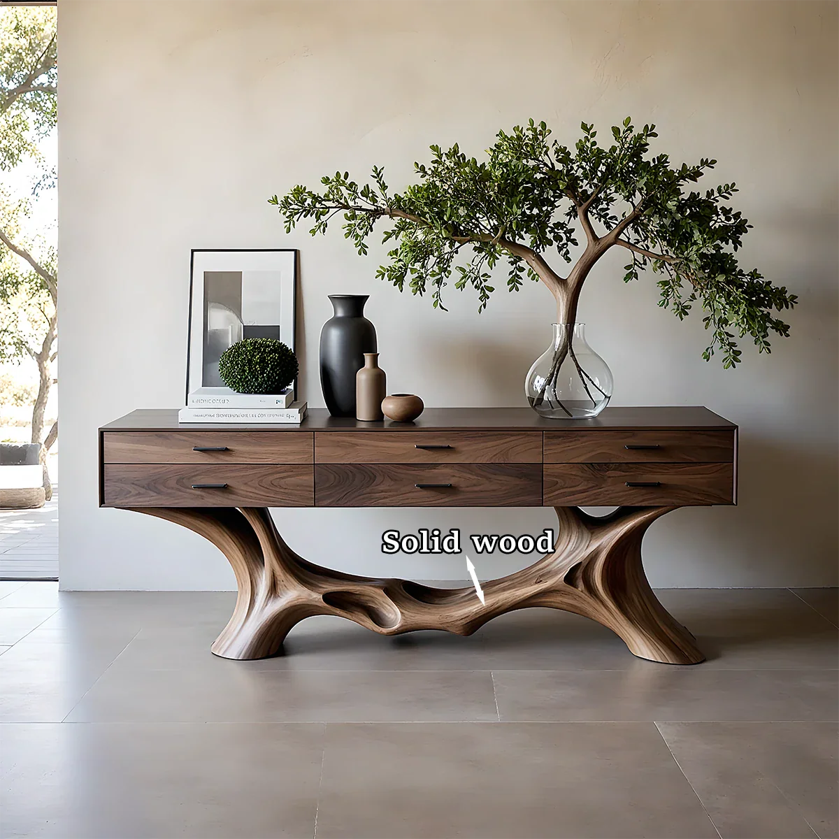 Organic Natural Wood Console Table with Drawers for Modern Entryway Spaces - ArborisWood - 10