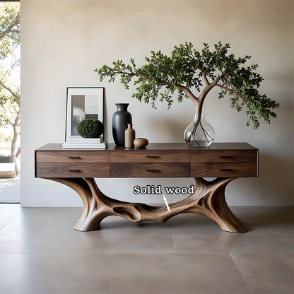 Organic Natural Wood Console Table with Drawers for Modern Entryway Spaces - ArborisWood - 10