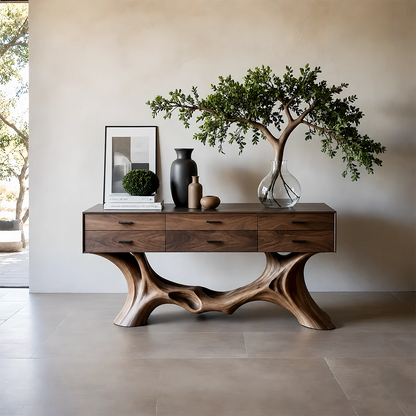 Organic Natural Wood Console Table with Drawers for Modern Entryway Spaces - ArborisWood - 13