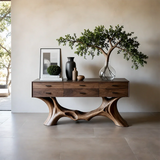 Organic Natural Wood Console Table with Drawers for Modern Entryway Spaces - Arboriswood - 13