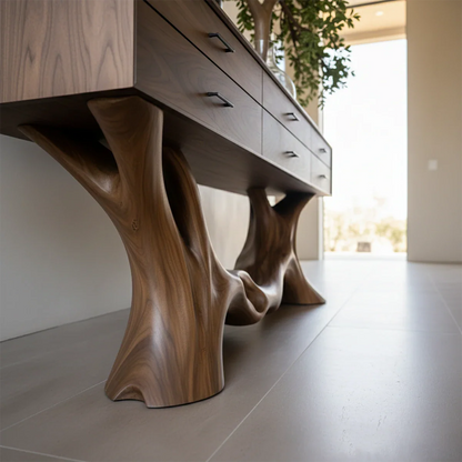 Organic Natural Wood Console Table with Drawers for Modern Entryway Spaces - ArborisWood - 5