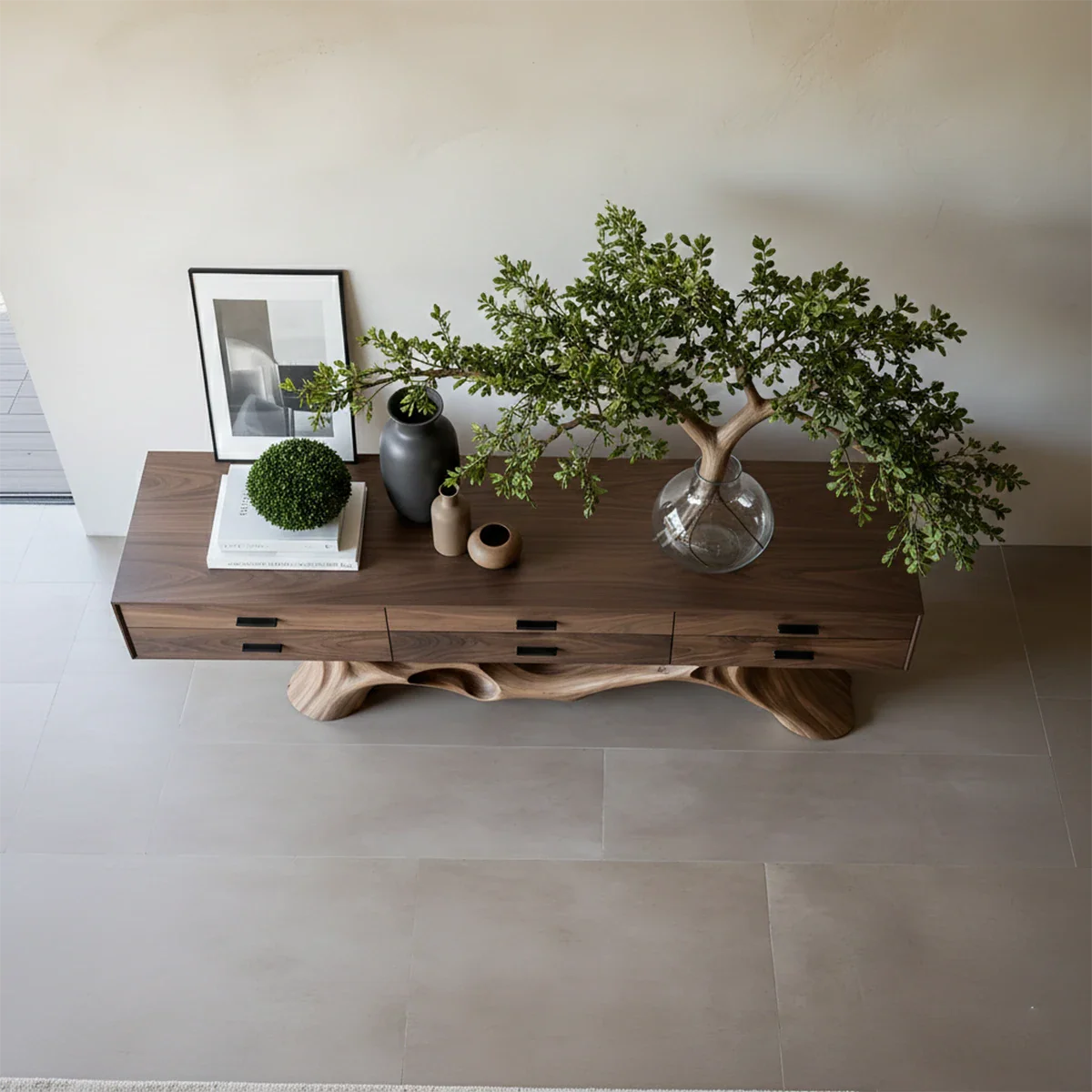 Organic Natural Wood Console Table with Drawers for Modern Entryway Spaces - ArborisWood - 6