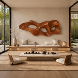 Decorative wall panel with fluid cutouts introduces depth to minimalist interiors