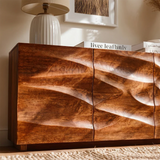 Organic Relief Sideboard Cabinet in Natural Solid Wood for Modern Homes - ArborisWood - 3