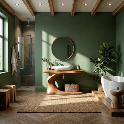Organic Sculpted Bathroom Vanity Natural Solid Wood Open Base - ArborisWood - 12