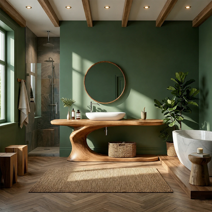 Organic Sculpted Bathroom Vanity Natural Solid Wood Open Base - ArborisWood - 14