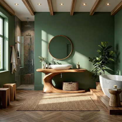 Organic Sculpted Bathroom Vanity Natural Solid Wood Open Base - ArborisWood - 2