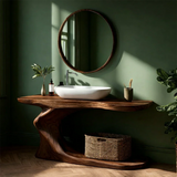 Organic Sculpted Bathroom Vanity Natural Solid Wood Open Base - Arboriswood - 7