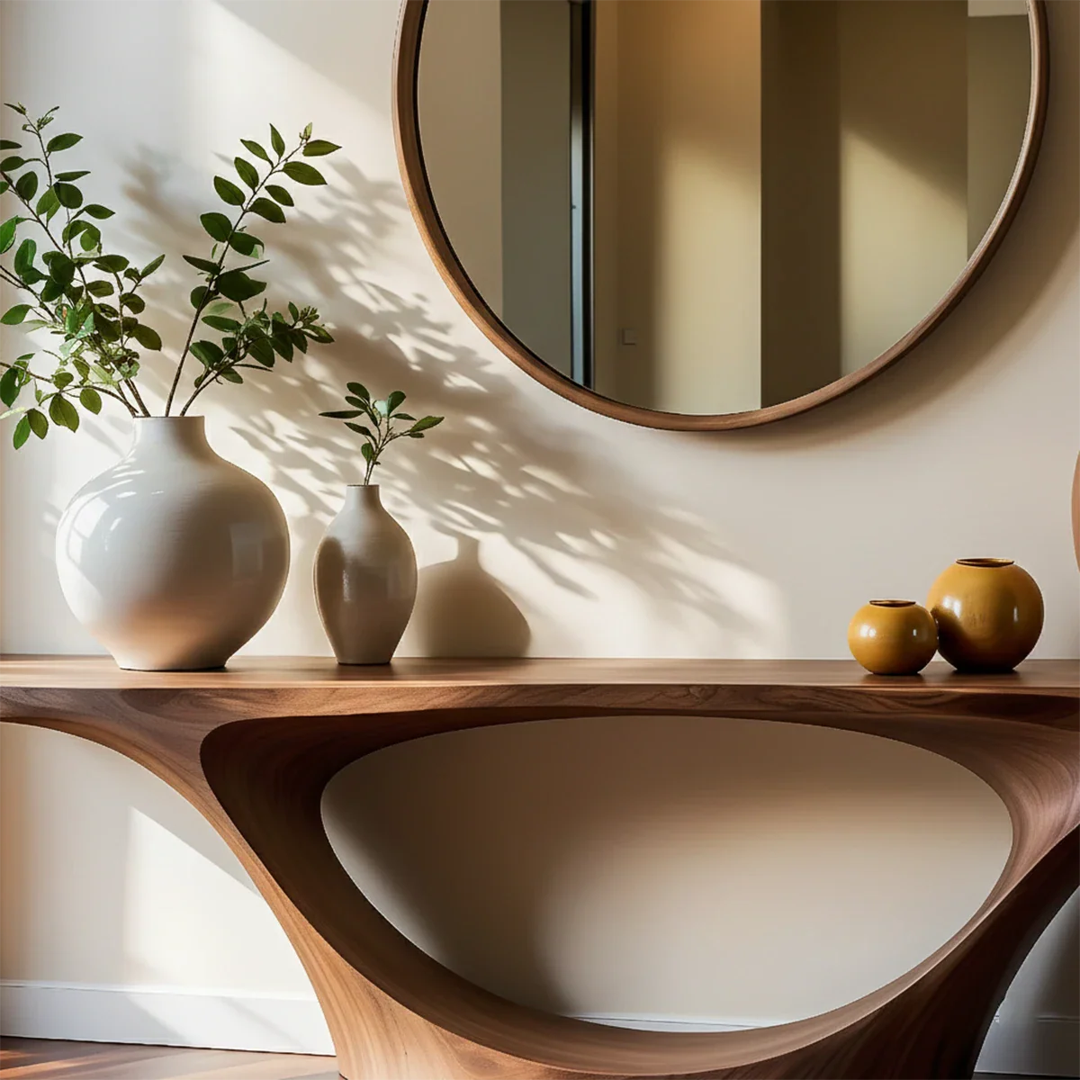 Organic Sculptural Console Table Natural Solid Wood Entryway Arch Base - ArborisWood - 4