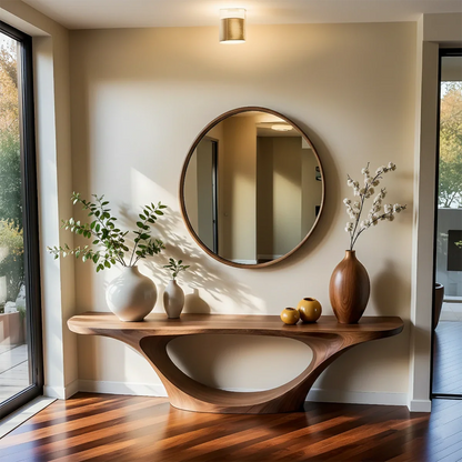 Organic Sculptural Console Table Natural Solid Wood Entryway Arch Base - ArborisWood - 6
