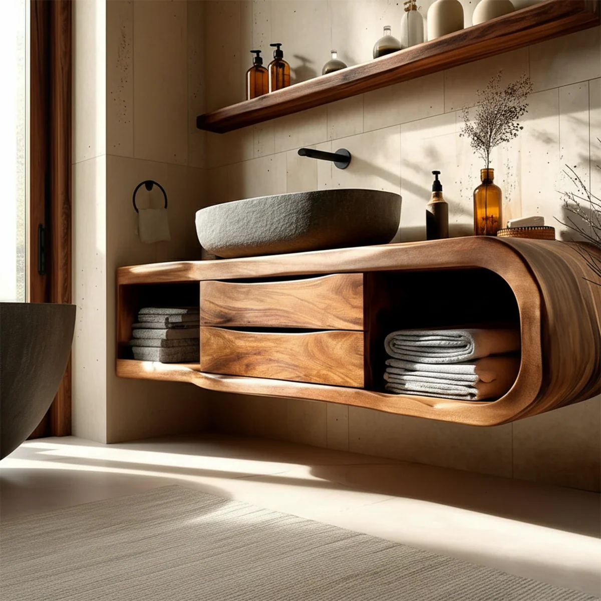 Elegant brown tone bathroom vanity – brown bathroom vanity