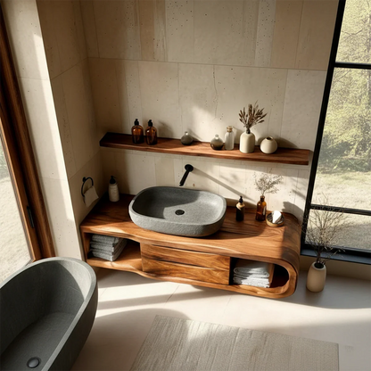 Minimal floating vanity with drawer storage – modern floating vanity