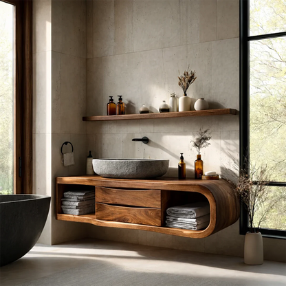 Modern rounded floating vanity – modern bathroom vanity
