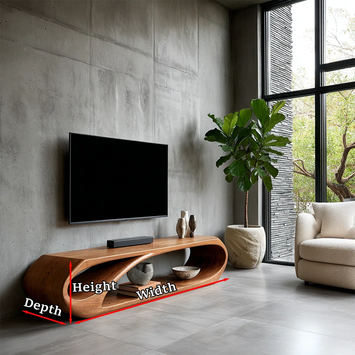 Organic Solid Wood TV Stand with Open Sculptural Storage for Modern Interiors - ArborisWood - 10