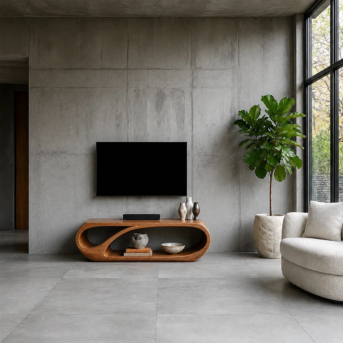 Organic Solid Wood TV Stand with Open Sculptural Storage for Modern Interiors - Arboriswood - 11