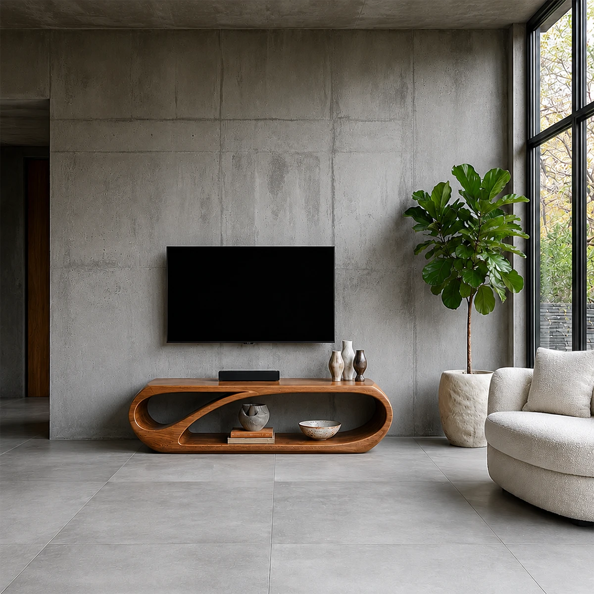 Organic Solid Wood TV Stand with Open Sculptural Storage for Modern Interiors - ArborisWood - 12