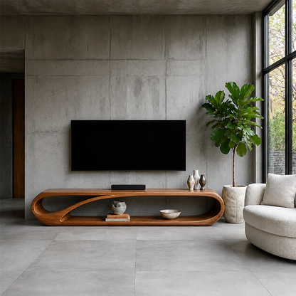Organic Solid Wood TV Stand with Open Sculptural Storage for Modern Interiors - ArborisWood - 15
