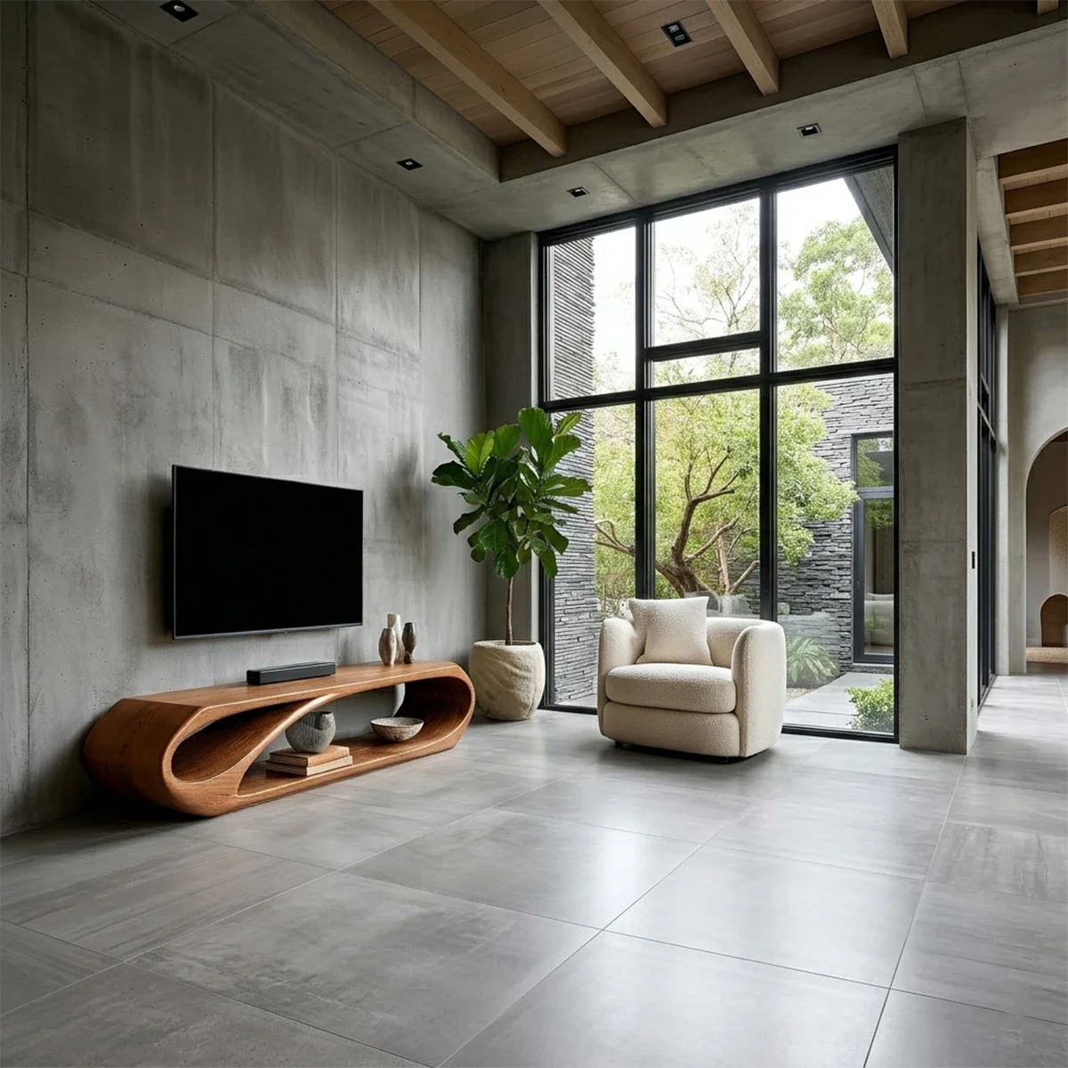 Organic Solid Wood TV Stand with Open Sculptural Storage for Modern Interiors - ArborisWood - 2