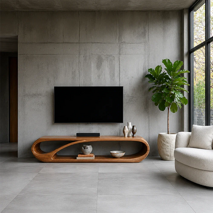Organic Solid Wood TV Stand with Open Sculptural Storage for Modern Interiors - ArborisWood - 3