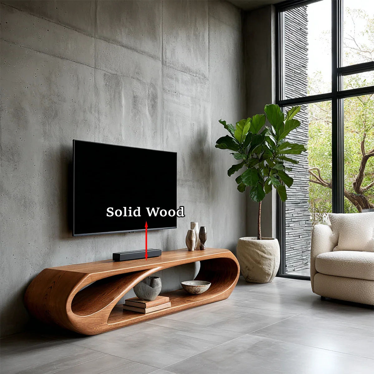 Organic Solid Wood TV Stand with Open Sculptural Storage for Modern Interiors - ArborisWood - 9