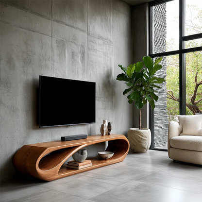 Organic Solid Wood TV Stand with Open Sculptural Storage for Modern Interiors - ArborisWood