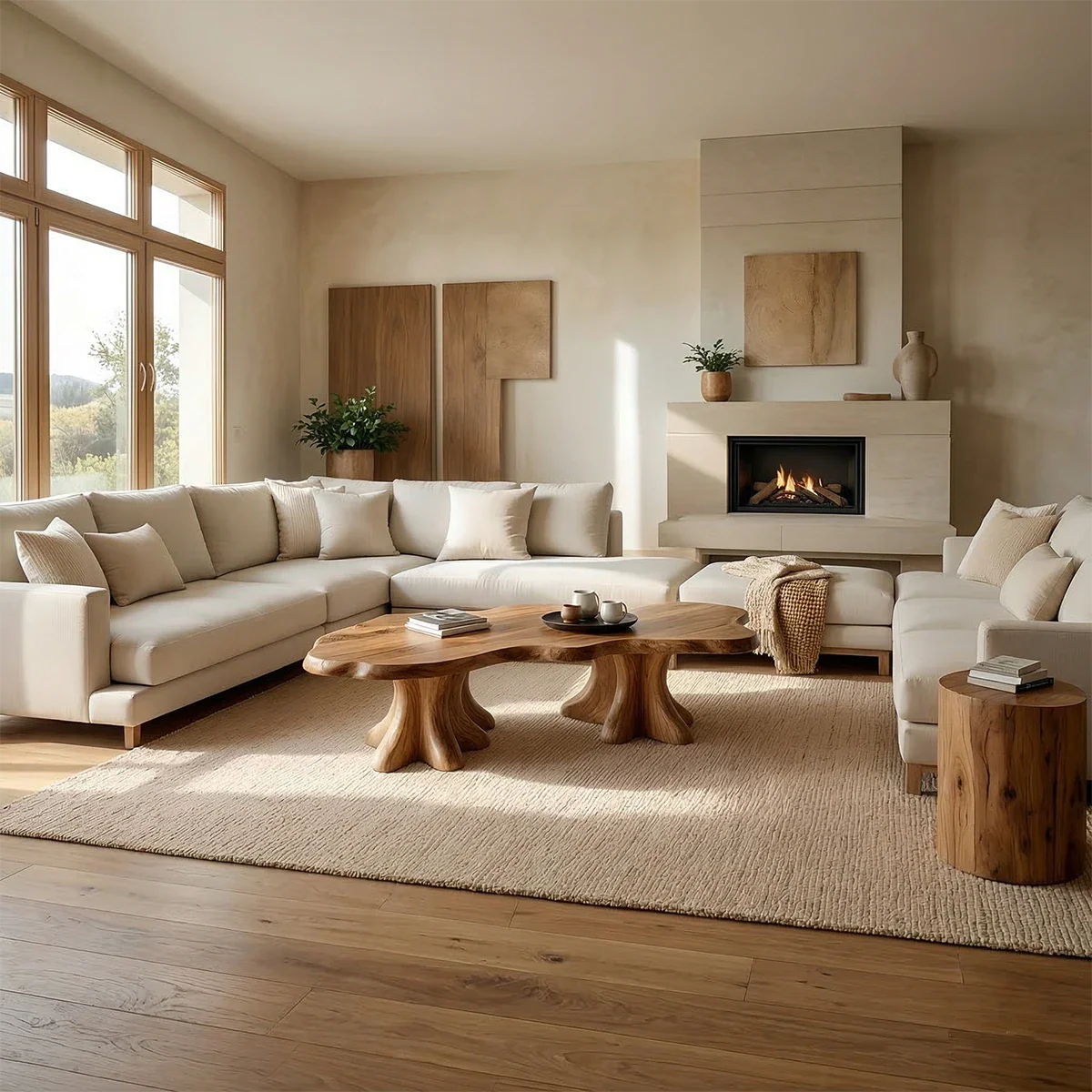 Organic Tree Form Coffee Table – Solid Wood Sculptural Living Room Table - ArborisWood - 2