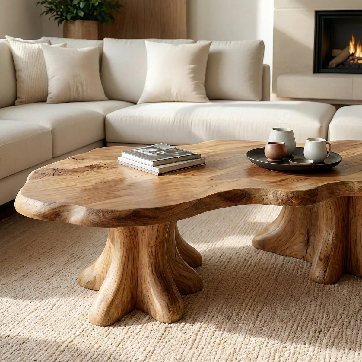 Organic Tree Form Coffee Table – Solid Wood Sculptural Living Room Table - ArborisWood - 3