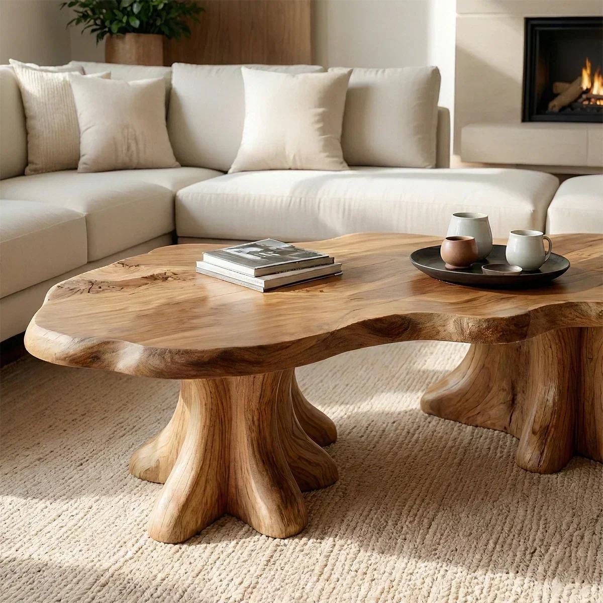 Organic Tree Form Coffee Table – Solid Wood Sculptural Living Room Table - Arboriswood - 3