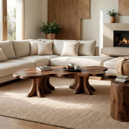 Organic Tree Form Coffee Table – Solid Wood Sculptural Living Room Table - ArborisWood - 5