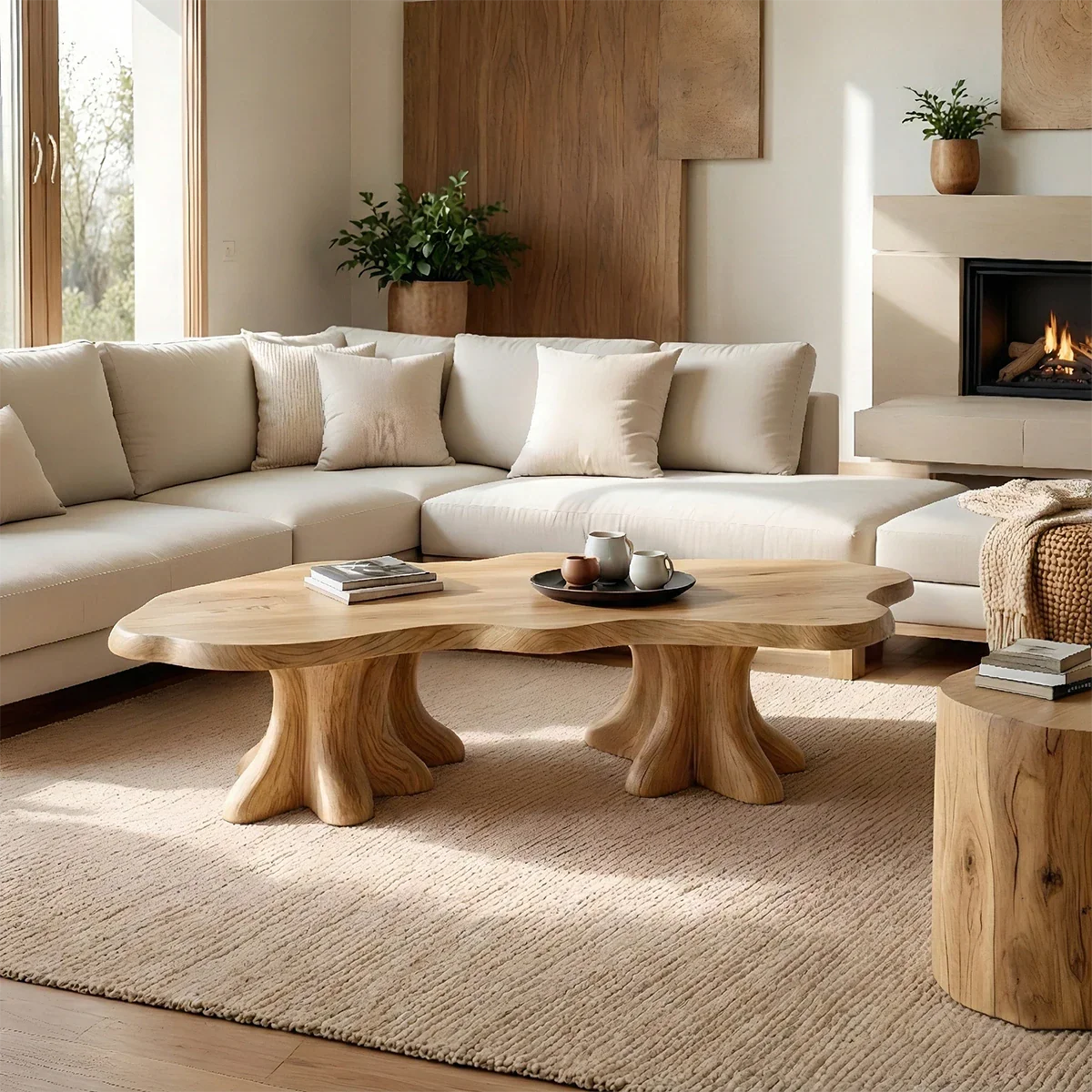 Organic Tree Form Coffee Table – Solid Wood Sculptural Living Room Table - ArborisWood - 6