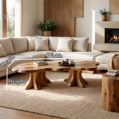 Organic Tree Form Coffee Table – Solid Wood Sculptural Living Room Table - ArborisWood - 9